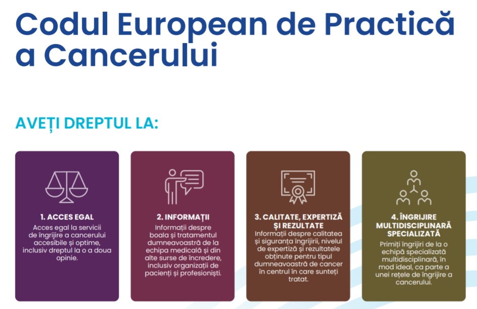 Codul European de Practică în domeniul Cancerului: 10 drepturi generale ale pacienţilor oncologici